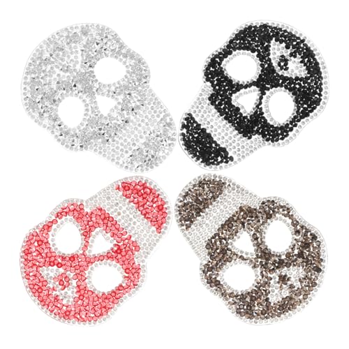 minkissy 4 Stück Schädelschädel Taschenaufnäher Strassapplikationen für Kleidung DIY Nähzubehör Jeans-Patch Strass- -Aufnäher Rucksackdekorationspatch DIY Nähpatch Jacke Patch Harz von minkissy