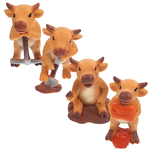 minkissy 4 Stück Teiliges Kleiner Kuhmodelle aus Realistische Tierfiguren für Tischdekoration Lernspielzeug für Kreative Wohnaccessoires von minkissy