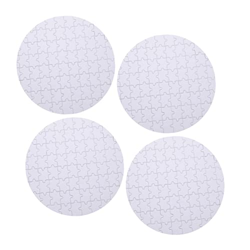 minkissy 4 Stück Teiliges Rundes Sublimations Puzzle aus Stabilem Papier Blanko Jigsaw Puzzle zum Bemalen und Beschriften Hitzebeständig für DIY Wärmeübertragung für Kreativität von minkissy