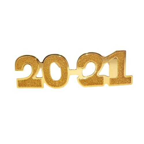 minkissy 4 Stück lustige Brille glitzernde Zahlenbrille Party runden Silvester Gunst Gläser Rave-Brille Neujahrsbrille Neuheit Brille 2021 Brillen Brille für das neue Jahr Silber von minkissy