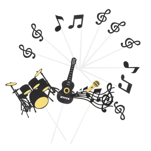 minkissy 40 Stück Teiliges Musik Cake Topper Set mit Gitarren und Notensymbolen Bunte Geburtstagstorten Deko für Musikpartys Shower Diy Tortendekoration Wiederverwendbar und Einfach zu von minkissy