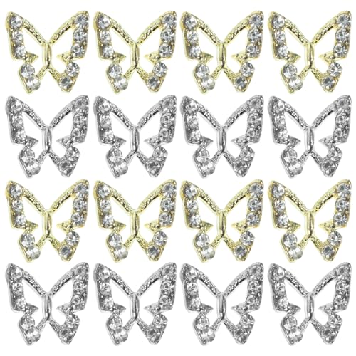minkissy 40st Diy-handwerk-nagelkunst Nagelschmuck Schmetterlingsdekorationen, Nageledelsteine Nail Strass-kit Nagelanhänger Aus Nageljuwel Modellieren Schmetterlingsperlen 3d Strasssteine von minkissy