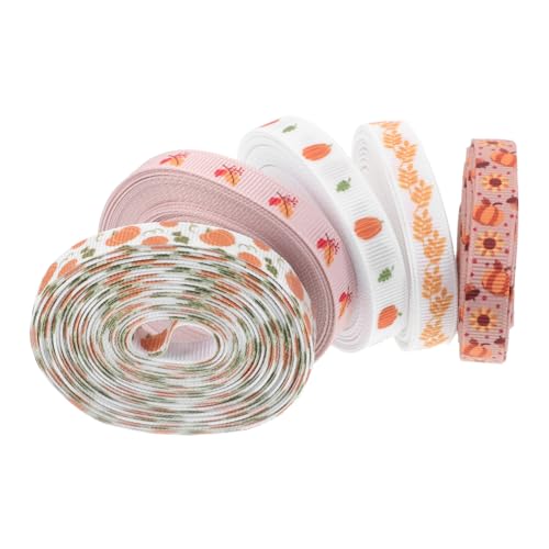 minkissy 5 Rollen Thanksgiving Geschenkband mit Drahtkante Herbstliche Kürbis Ahornblatt Deko Vielseitiges Polyester-band für Verpackung DIY Schleifen Kränze und Partydeko minkissy 5 Rollen Thanksgiving Geschenkband mit Drahtkante Herbstliche Kürbis Ahornblatt Deko Vielseitiges Polyester-band für Verpackung DIY Schleifen Kränze und Partydeko von minkissy