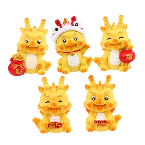 minkissy 5 Stück Mini Resin Drachen Figuren Kleine Tischdekoration Langlebige Harzornamente mit Kreativem Design für Garten Balkon Büro und von minkissy