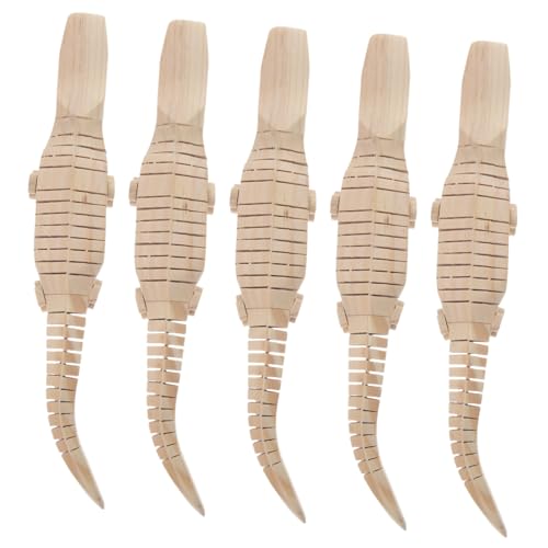minkissy 5 Stück Teiliges Unvollendetes Holz-krokodilspielzeug Kleines DIY-Modell zum Bemalen Kompaktes Sensorisches Lernspielzeug für Schüler Tragbar und Pädagogisch Geeignet von minkissy