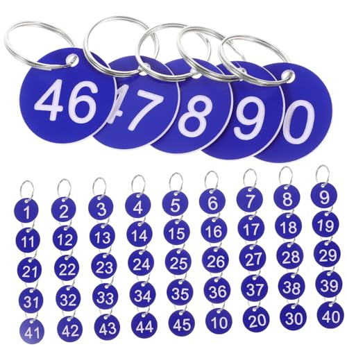 minkissy 50 Sätze Nummernschild Id-tags Mit Ringen Runde Nummerierte Tags Runde Zahlen -tags Id -tags Schlüsselanhänger Mit Etiketten Nummerierte Schlüsselanhänger Gepäckanhänger Eisen Blau von minkissy