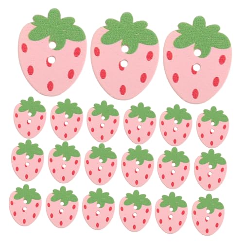 minkissy 50 Stück Kinderkleidungsknöpfe Erdbeeren Vintage Nähknöpfe Scrapbooking Verzierungen Dekorative Kleidungsknöpfe Nähen Bastelknöpfe Pulloverknöpfe Rosa Holz von minkissy