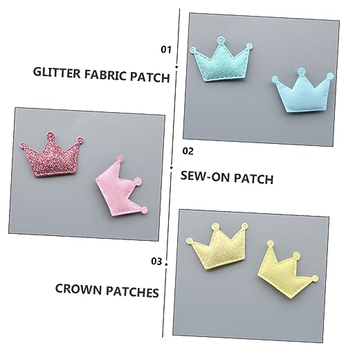 minkissy 50 Stück Kronen Aufnäher Glitter Applikationen zum Aufnähen DIY Kleidung Stoffpatches Farben Mix und Bequem für Kleidung Taschen Handwerk von minkissy