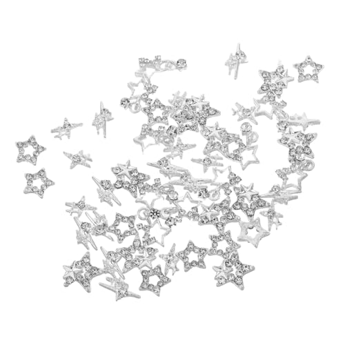 minkissy 50 Stück Stern Nail Art Charms für Acrylnägel Hohlstern Strassverzierung aus Langlebiger Legierung Silberner Stern Nagelschmuck Wiederverwendbare Nagelsteine für Weihnachtsfeier von minkissy