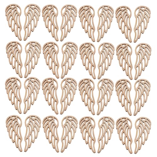 minkissy 50 Stück Unbearbeitete Holzscheiben im Engel Flügel Design DIY Holz Ornamente für Bastelprojekte Dekorationen für Zuhause und Feiertage für Kreative Handwerksanwendungen von minkissy
