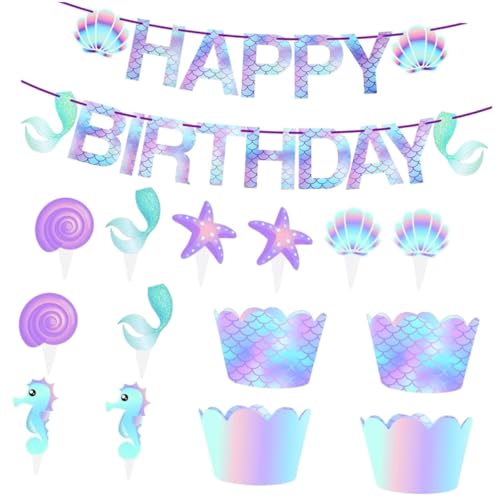 minkissy 51 Stück Mermaid Cake Toppers Teiliges Deko mit Meerjungfrau Muffin Wrappers und Geburtstagsflagge für Unvergessliche Partys und Feierlichkeiten minkissy 51 Stück Mermaid Cake Toppers Teiliges Deko mit Meerjungfrau Muffin Wrappers und Geburtstagsflagge für Unvergessliche Partys und Feierlichkeiten von minkissy