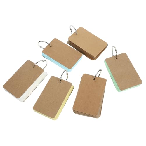 minkissy 6 Memokarten-Notizblöcke Lernkarten leer Loseblatt-Lernkarten praktische Speicherkarten tragbare Wortkarten Wörter Karteikarten DIY-Karteikarten Kraftkarton von minkissy