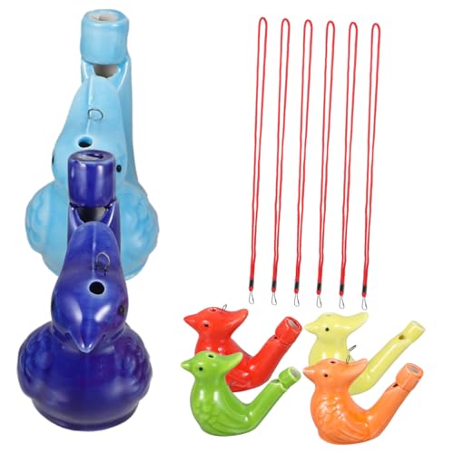 minkissy 6 Stück Teiliges Bunte Keramische Vogelpfeifen ohne Wasser mit Klaren Vogelklängen Frühes Lernspielzeug für Geburtstags Mitgebsel und Musikalisches Badspielzeug Zufällige Farbe von minkissy