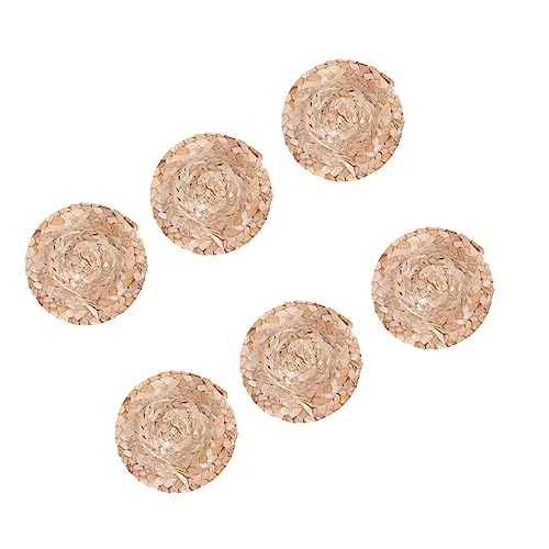 minkissy 6 Stück Teiliges Handgewebter Mini Strohhüte Krempe Puppenhut für DIY Basteln Langlebig Praktisch Geeignet für Puppen Miniaturen Kreative Kopfbedeckung Sommer von minkissy