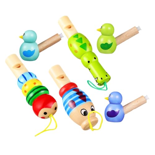 minkissy 6 Stück Teiliges Holzpfeifen in Lustigen Tierformen Sicher und Glatt als Kindergeburtstags Mitgebsel Rhythmusgefühl und Musikalischem Interesse von minkissy