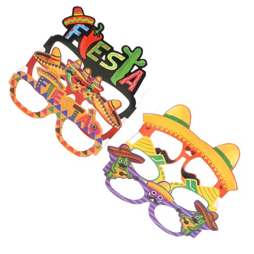 minkissy 6 Stück Teiliges Mexikanisches Party-brillenset aus Leichtem Papier Bunte Fiesta-kostümbrillen für Foto-requisiten Komfortabel Sicher für Mexikanische Themenfeste und von minkissy