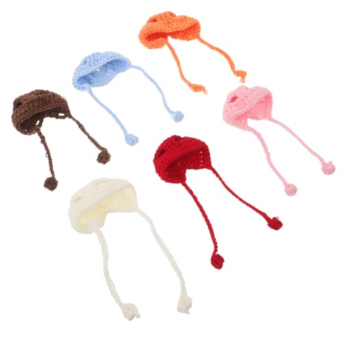 minkissy 6 Stück Teiliges Mini Handgestrickte Puppenhüte Aus Garn Atmungsaktiv Leicht Für Puppen Schlüsselanhänger Taschenanhänger Für DIY Bastelprojekte Und Weihnachtsdekoration von minkissy