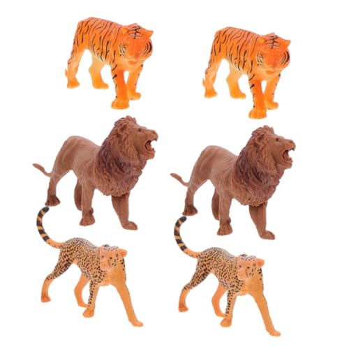 minkissy 6 Stück Teiliges Miniatur Zoo Tierfiguren aus Kunststoff Realistische Dschungel Tiere Großkatzen Tiger für Tortendeko Party Supplies Kindergeburtstag Deko Vielseitig Verwendbar von minkissy