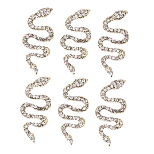 minkissy 6 Stück Teiliges Schlangen Nail Art Charms mit Funkelnden Strasssteinen Kreative Metall Nagelornamente in Gold für Fingernägel und Zehennägel Vielseitig für Nageldesign und von minkissy