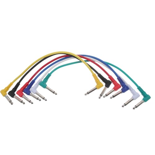 minkissy 6Stücke Gitarrenpatchkabel Männlich Rechtwinklig für Gitarre und Bass Robuste Verbindung für Professionelle und Studios Hochwertige Klangübertragung von minkissy