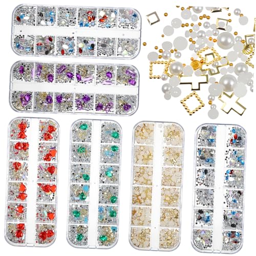 minkissy 6er Box Boxen Fächer Nail Tip Rhinestones mit Nieten Perlen und Glassteinen DIY Manicure Strasssteine für Natürliche und Künstliche Nägel Salon und Heimgebrauch Glänzende minkissy 6er Box Boxen Fächer Nail Tip Rhinestones mit Nieten Perlen und Glassteinen DIY Manicure Strasssteine für Natürliche und Künstliche Nägel Salon und Heimgebrauch Glänzende von minkissy