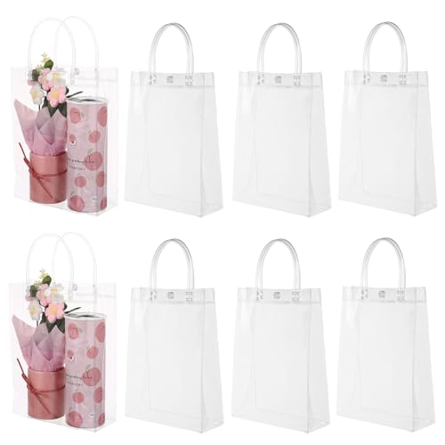 minkissy 8 Pcs Clear Bags With Handles Clear Goodie Bags Reusable Treat Bags Party Favor Bags For Wedding Birthday von minkissy