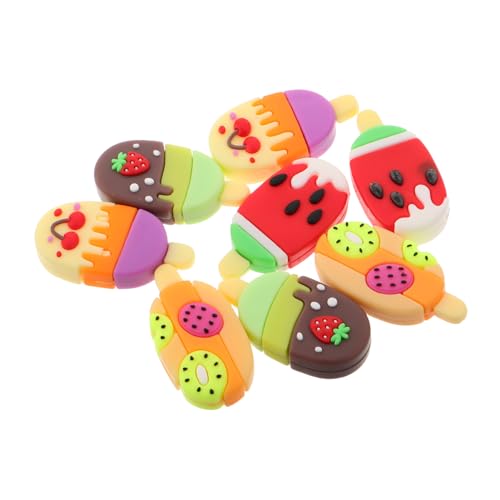 minkissy 8 Stück Teiliges Niedliche Eiscreme Radiergummis in Fruchtigen Popsicle Designs Kompakt und Farbenfroh als Schulbedarf Partygeschenke und Belohnungen von minkissy
