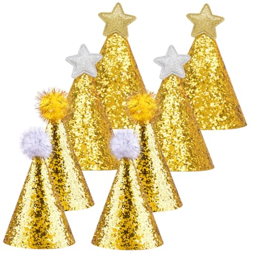 minkissy 8stücke Teiliges Kindergeburtstags-hut Glitzernde Krone Und Goldene Silberne Sterne Party-haube Für Geburtstagsfeiern Für Fotos Und Kostüme Kindergeburtstags-accessoire von minkissy