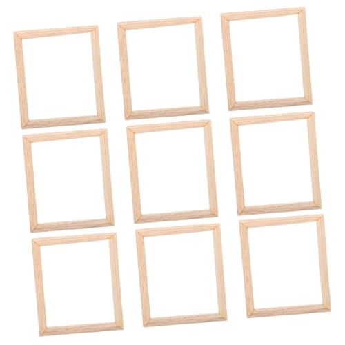 minkissy 9 Stück Teiliges Miniatur Holz Bilderrahmen für DIY Puppenhausdekoration Maßstab Vintage Bilderrahmen für Kreative Wohnraumgestaltung und Bastelprojekte von minkissy