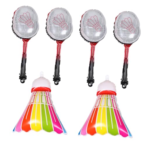 minkissy Aufblasbare Badminton Ballons Set mit Großen Bunten Federball ballons und Roten Aluminiumfolie Badmintonschlägern Leichte Sport Partydekoration für Geburtstagsfeiern und minkissy Aufblasbare Badminton Ballons Set mit Großen Bunten Federball ballons und Roten Aluminiumfolie Badmintonschlägern Leichte Sport Partydekoration für Geburtstagsfeiern und von minkissy