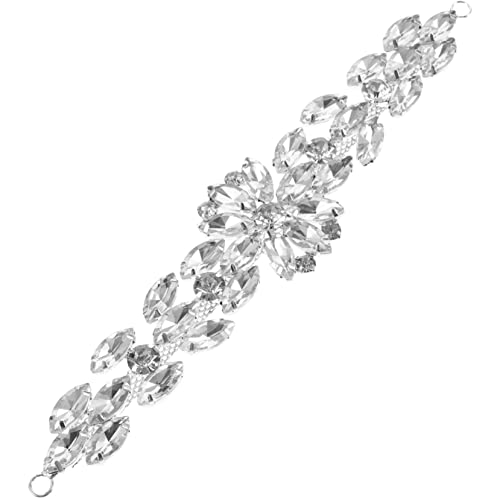 minkissy Augendiamantblume Dekoration Patch Applikationen aus Strass funkeln Hochzeitskleid Gürtel Aufnäher für Kleidung Braut-Strass-Applikation Hochzeitszubehör Glas Weiß von minkissy
