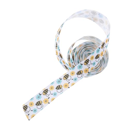 minkissy Bienenband Blumenschleife Sommerdekoration Festliche Dekoration Party Dekoration Geschenkband Vintage Blumenvogelband Band für Babyparty Frühlingsblumenwackel Kranzband Polyester von minkissy