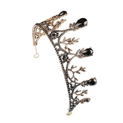 minkissy Braut Tiara wedding hair accessories brauthaatschmuck Barocker Kopfschmuck Hochzeitshaar Tiara-Krone für Frauen Feen-Tiara Brautkrone Black von minkissy