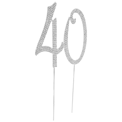 minkissy Glitzernder Geburtstag Cake Topper mit Strasssteinen Wiederverwendbarer Silberner Kuchenstecker für Jubiläum Partydekoration Einfach Einzufügen Nachhaltiges Kuchenaccessoire von minkissy