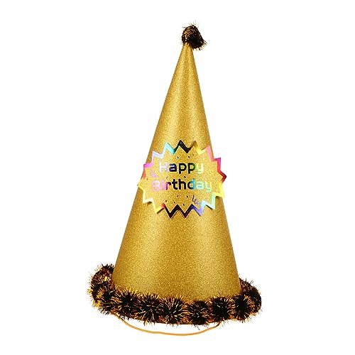 minkissy Goldene Geburtstagspartyhüte aus Glitzerpapier mit Spitze Partyhüte für Erwachsene Sichere Papiermaterialien Kreative Leuchtende Dekoration für Unvergessliche Feiern von minkissy