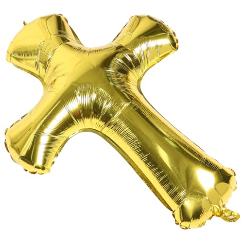 minkissy Goldener Kreuz Folienballon aus Aluminium Lecksicher Schnelle Befüllung Vielseitige Taufe und Babyparty Dekoration Geeignet für Geburtstagsfeiern und Kommunionfeiern von minkissy