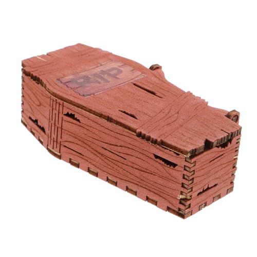 minkissy Halloween Coffin Candy Box Holz Snacktablett mit Deckel Vielseitige Halloween Süßigkeiten Schmuckschatulle Spukige Partydeko für Gruselfeste von minkissy