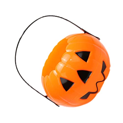 minkissy Halloween Kürbis Eimer mit Henkel Plastik Süßigkeiten Korb für Tragbarer Sammelbehälter für Halloween Party Deko und Süßigkeiten Oranges Design Leicht und Robust von minkissy