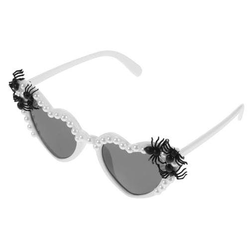 minkissy Halloween Partybrille mit Weißem Herz Spinnen Design Lustige Leichte Festbrille für Erwachsene Geeignet für Halloween Karneval Geburtstagsfeiern und Tanzveranstaltungen von minkissy