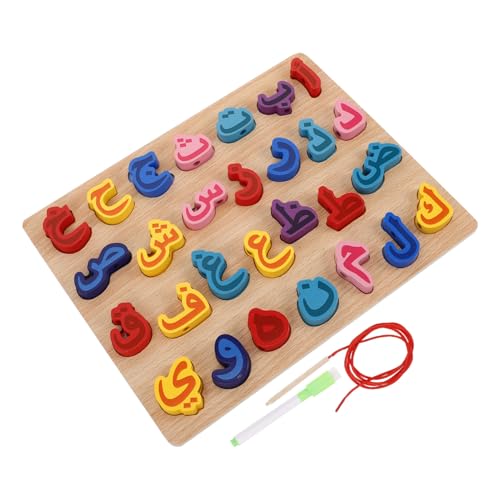 minkissy Holz Alphabet Lernspielzeug Arabisches Buchstaben Puzzle mit Doppelseitigem Zeichenbrett für Pädagogisch Sicher und Kreativ zur Frühkindlichen Sprachentwicklung von minkissy