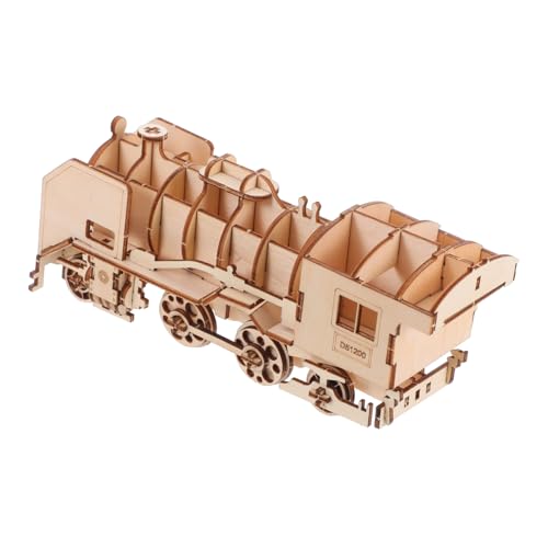 minkissy Holzpuzzle Dampflokomotive Bausatz DIY Handgefertigtes Holzmodell Zug Puzzle für Jungen Holzbausatz zur Feinmotorik und Kreativität von minkissy