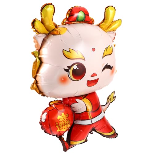 minkissy Jahr Des Drachen Luftballon Chinesisches Neujahr Dekoration Aluminiumfolie Langlebiger Auffälliger Chinesischer Drachendesign Ballon für Frühlingsfest Geburtstage Hochzeiten von minkissy
