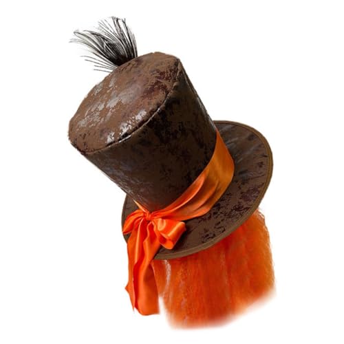 minkissy Karneval Cosplay Hut mit Pfauenfeder Perücke Kreative Party Kopfbedeckung Leicht und Hautfreundlich für Fasching Rollenspiel und Kostümpartys von minkissy