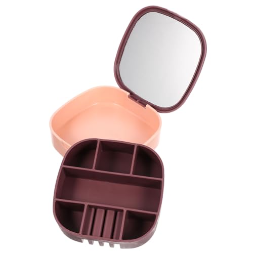 minkissy Kasten Schmuck Aufbewahrungsbox Für Halskette Reisen Klein Reise Schmuckschatulle Kompaktspiegel Reise Schmuckkästchen Ohrring-organizer Reiseschmuck-organizer Abs von minkissy