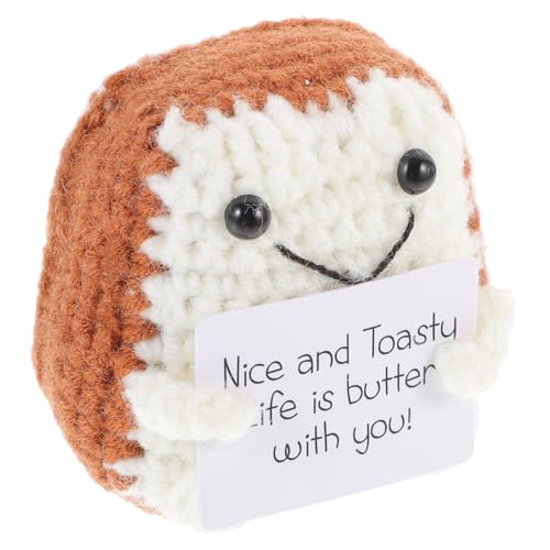 minkissy Kleiner Handgefertigter Toast Doll aus Weichem Wollgarn Dekoratives Desktop Ornament für Party Kindergeburtstag Weihnachten und Valentinstag Lustige Tischdekoration von minkissy