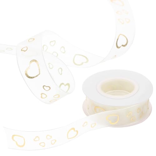 minkissy Langlebiges Geschenkband für DIY Basteln Hochzeit Geschenkverpackung Dekoratives Satinband mit Herzmuster von minkissy