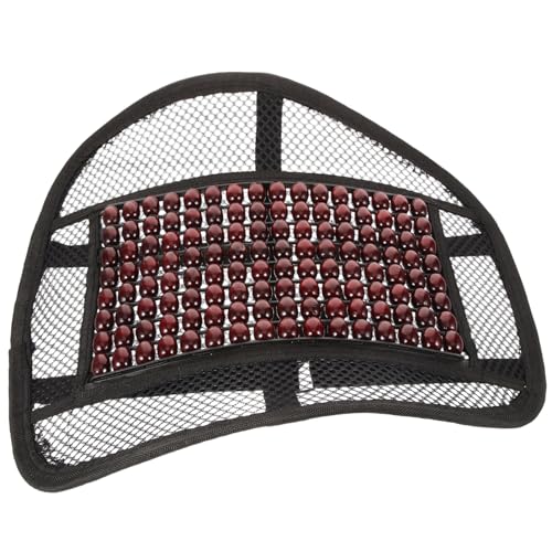 minkissy Lendenwirbelstütze Kissen für Auto und Bürostuhl Ergonomisches Rückenstützkissen mit Holzperlen für Maximalen und Schmerzlinderung für Langes Sitzen Rotbraun von minkissy