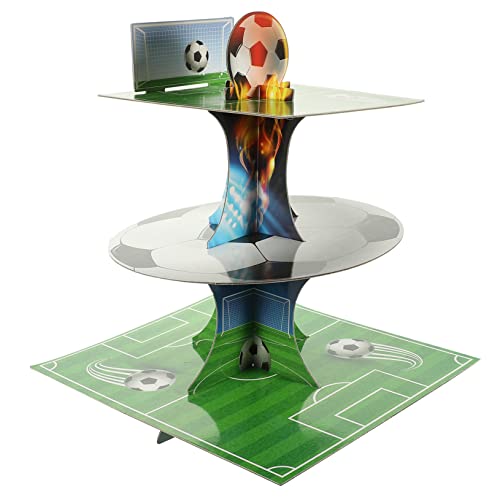 minkissy Mehrstöckiger Fußball Kuchenständer aus Papier Lagig Großer Kapazität für und Desserts Einfacher Aufbau Dekorativer Party und Fußball Wm Cake Display Rack von minkissy