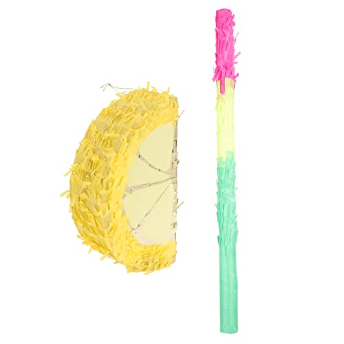 minkissy Mexikanische Pinata Zitronenform Handgefertigt Aluminiumfolie Kindergeburtstag Partydeko mit Schläger Gastgeschenke für Mädchen Jungen von minkissy