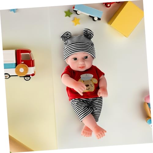 minkissy Puppen Kleidung Weiche Outfits Gestreifte Hose Mütze Mit Hundemuster Für Jungen Mädchen Rollenspiel Zubehör Für Neugeborene Feiertagskleidung von minkissy